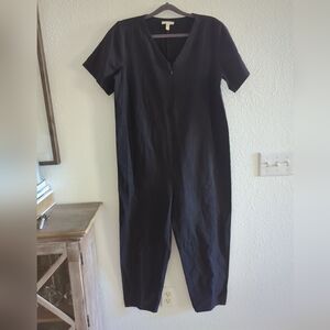 Eileen Fisher Organic Cotton Hemp Jumpsuit Boxy Fit, Ankle Length Short Sleeve S